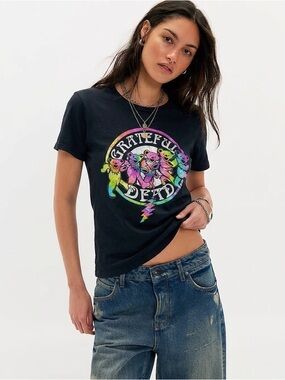 GRATEFUL DEAD Black T-Shirt Colorful Dancing Bears Size Medium Official Merch